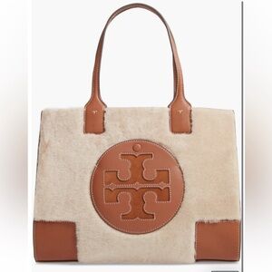 Tory Burch Genuine Shearling and Leather Ella Mini Tote